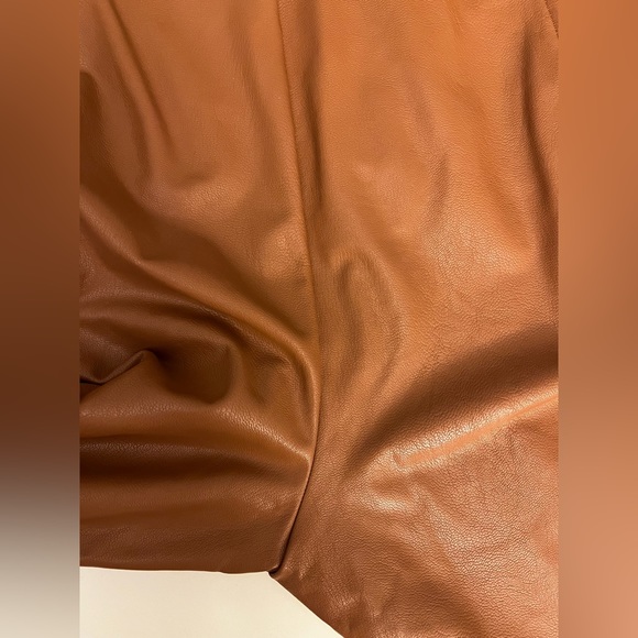 Commando Revolve Brown Faux Leather Crop Pants 7/8 Trouser High Rise Stretch - Picture 9 of 13